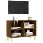 Mueble de TV patas de madera maciza marrón roble 69,5x30x50 cm en Muebles TV | Comprar online en Foru.es