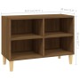 Mueble de TV patas de madera maciza marrón roble 69,5x30x50 cm en Muebles TV | Comprar online en Foru.es