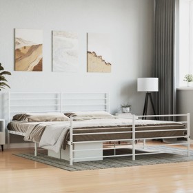 Estructura cama metal con cabecero y pie cama blanco 183x213 cm de vidaXL, Camas y somieres - Ref: Foro24-352391, Precio: 98,...