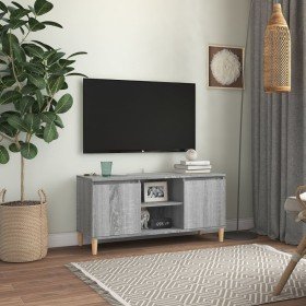 Mesita de noche patas madera maciza gris Sonoma 103,5x35x50 cm en Muebles TV | Comprar online en Foru.es