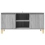 Mesita de noche patas madera maciza gris Sonoma 103,5x35x50 cm en Muebles TV | Comprar online en Foru.es
