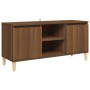 Mueble de TV patas madera maciza marrón roble 103,5x35x50 cm en Muebles TV | Comprar online en Foru.es