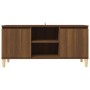 Mueble de TV patas madera maciza marrón roble 103,5x35x50 cm en Muebles TV | Comprar online en Foru.es