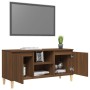 Mueble de TV patas madera maciza marrón roble 103,5x35x50 cm en Muebles TV | Comprar online en Foru.es