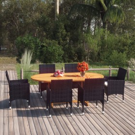 Set de comedor de jardín de 7 piezas negro ratán sintético en Conjuntos de jardín | Comprar online en Foru.es