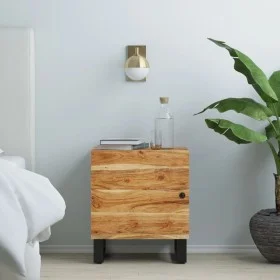 Mesita de noche de madera maciza de acacia 40x33x46 cm de vidaXL, Mesitas de noche - Ref: Foro24-345210, Precio: 58,30 €, Des...