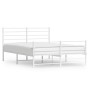Estructura cama metal con cabecero y estribo blanco 120x190 cm de vidaXL, Camas y somieres - Ref: Foro24-352383, Precio: 84,6...