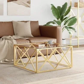Mesa de centro acero inoxidable y vidrio 80x80x40 cm de vidaXL, Mesas de centro - Ref: Foro24-349970, Precio: 197,27 €, Descu...