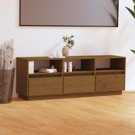 Mueble de TV madera maciza de pino marrón miel 140x37x50 cm en Muebles TV | Comprar online en Foru.es