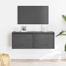 Armarios de pared 2 uds madera maciza pino gris 45x30x35 cm en Estanterías | Comprar online en Foru.es