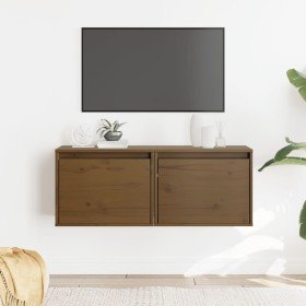 Armarios pared 2 uds madera maciza pino marrón miel 45x30x35 cm en Estanterías | Comprar online en Foru.es