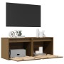 Armarios pared 2 uds madera maciza pino marrón miel 45x30x35 cm en Estanterías | Comprar online en Foru.es