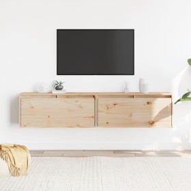 Armario de pared 2 uds madera maciza de pino 80x30x35 cm en Estanterías | Comprar online en Foru.es