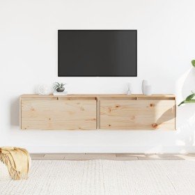 Armario de pared 2 uds madera maciza de pino 80x30x35 cm en Estanterías | Comprar online en Foru.es