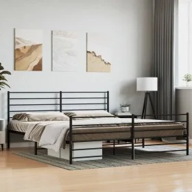 Black metal headboard and footboard bed frame 183x213cm by vidaXL, Beds and slatted bases - Ref: Foro24-352342, Price: 101,29...