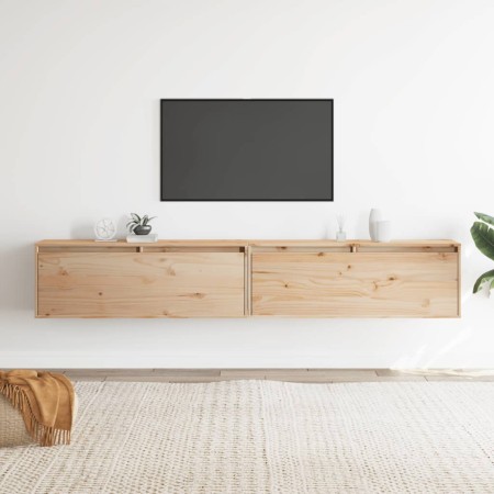 Armario de pared 2 uds madera maciza de pino 100x30x35cm en Estanterías | Comprar online en Foru.es