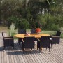 Set de comedor de jardín de 7 piezas negro ratán sintético en Conjuntos de jardín | Comprar online en Foru.es