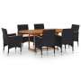 Set de comedor de jardín de 7 piezas negro ratán sintético en Conjuntos de jardín | Comprar online en Foru.es
