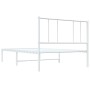 Estructura de cama de metal con cabecero blanco 90x200 cm de vidaXL, Camas y somieres - Ref: Foro24-352522, Precio: 61,84 €, ...