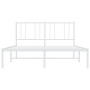 Estructura de cama con cabecero metal blanca 160x200 cm de vidaXL, Camas y somieres - Ref: Foro24-352532, Precio: 103,04 €, D...