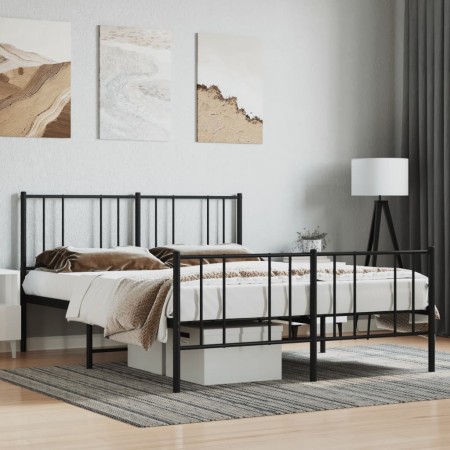 Estructura de cama cabecero y estribo metal negro 140x190 cm de vidaXL, Camas y somieres - Ref: Foro24-352498, Precio: 91,75 ...