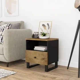 Mesita de noche madera maciza mango y madera contrachapada de vidaXL, Mesitas de noche - Ref: Foro24-350654, Precio: 80,73 €,...