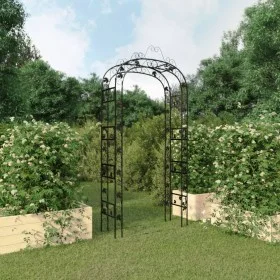 Black steel garden arch 116x45x240 cm by vidaXL, Pergolas, arches and garden trellises - Ref: Foro24-319350, Price: 149,14 €,...