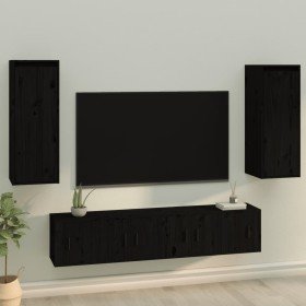 Armarios de pared 2 uds madera maciza de pino negro 30x30x80 cm en Estanterías | Comprar online en Foru.es