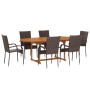Set de comedor de jardín de 7 piezas ratán sintético marrón en Conjuntos de jardín | Comprar online en Foru.es