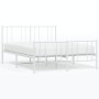 Estructura cama metal con cabecero y estribo blanco 135x190 cm de vidaXL, Camas y somieres - Ref: Foro24-352546, Precio: 108,...