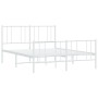 Estructura cama metal con cabecero y estribo blanco 135x190 cm de vidaXL, Camas y somieres - Ref: Foro24-352546, Precio: 108,...