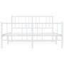 Estructura cama metal con cabecero y estribo blanco 135x190 cm de vidaXL, Camas y somieres - Ref: Foro24-352546, Precio: 108,...