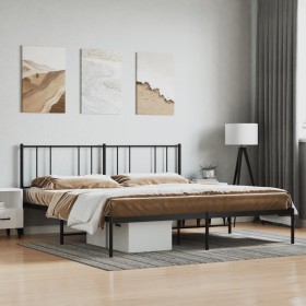 Estructura de cama con cabecero metal negro 193x203 cm de vidaXL, Camas y somieres - Ref: Foro24-352486, Precio: 107,99 €, De...