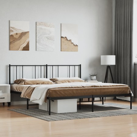 Estructura de cama con cabecero metal negro 193x203 cm de vidaXL, Camas y somieres - Ref: Foro24-352486, Precio: 107,99 €, De...