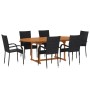 Set de comedor de jardín de 7 piezas ratán sintético negro en Conjuntos de jardín | Comprar online en Foru.es