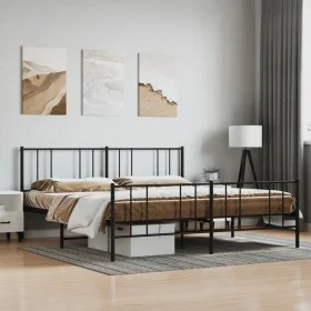 Estructura de cama cabecero y estribo metal negro 193x203cm de vidaXL, Camas y somieres - Ref: Foro24-352504, Precio: 113,06 ...