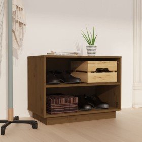 Armario zapatero madera maciza de pino marrón miel 60x34x45 cm en Zapateros y organizadores de calzado | Comprar online en Foru.