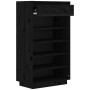 Armario zapatero de madera maciza de pino negro 60x34x105 cm en Zapateros y organizadores de calzado | Comprar online en Foru.es