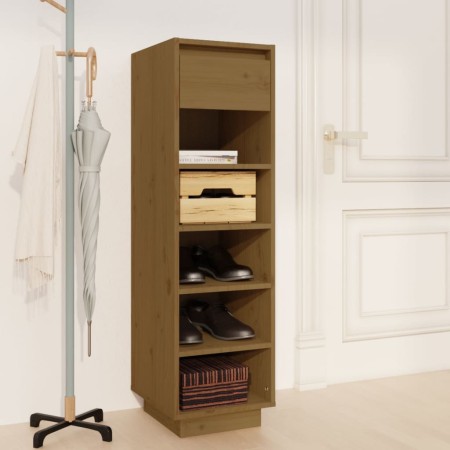 Mueble zapatero de madera maciza pino marrón miel 30x34x105 cm en Zapateros y organizadores de calzado | Comprar online en Foru.