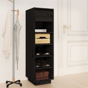 Mueble zapatero de madera maciza de pino negro 30x34x105 cm en Zapateros y organizadores de calzado | Comprar online en Foru.es