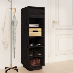 Mueble zapatero de madera maciza de pino negro 30x34x105 cm en Zapateros y organizadores de calzado | Comprar online en Foru.es