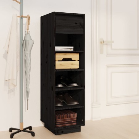 Mueble zapatero de madera maciza de pino negro 30x34x105 cm en Zapateros y organizadores de calzado | Comprar online en Foru.es