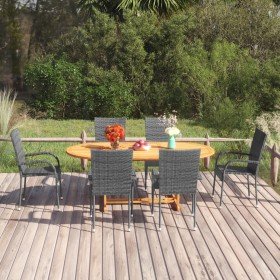 Set de muebles de comedor de jardín 7 piezas ratán PE gris en Conjuntos de jardín | Comprar online en Foru.es