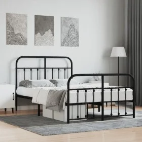 Estructura de cama cabecero y estribo metal negro 120x200 cm de vidaXL, Camas y somieres - Ref: Foro24-352594, Precio: 120,82...