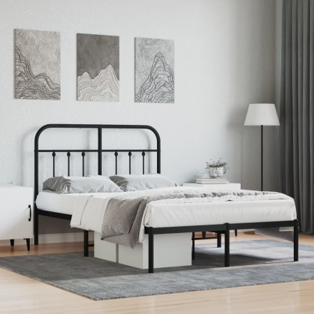 Estructura de cama con cabecero metal negro 120x200 cm de vidaXL, Camas y somieres - Ref: Foro24-352576, Precio: 116,87 €, De...