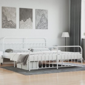 Estructura cama metal con cabecero y pie cama blanco 193x203 cm de vidaXL, Camas y somieres - Ref: Foro24-352651, Precio: 148...