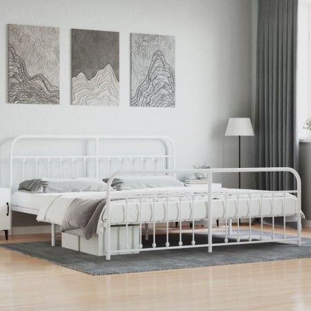 Estructura cama metal con cabecero y pie cama blanco 193x203 cm de vidaXL, Camas y somieres - Ref: Foro24-352651, Precio: 148...