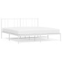 Estructura de cama de metal con cabecero blanco 193x203 cm de vidaXL, Camas y somieres - Ref: Foro24-352535, Precio: 107,99 €...