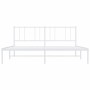 Estructura de cama de metal con cabecero blanco 193x203 cm de vidaXL, Camas y somieres - Ref: Foro24-352535, Precio: 107,99 €...
