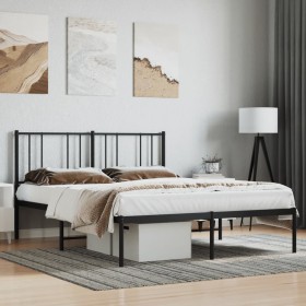 Estructura de cama con cabecero metal negro 140x190 cm de vidaXL, Camas y somieres - Ref: Foro24-352480, Precio: 88,60 €, Des...